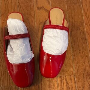 New Madewell Flat mule red patent leather size 6
